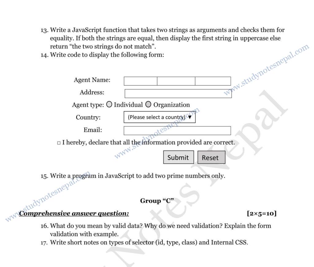 Web Programming I | BIM 3rd Semester | Question Bank – STUDY NOTES NEPAL